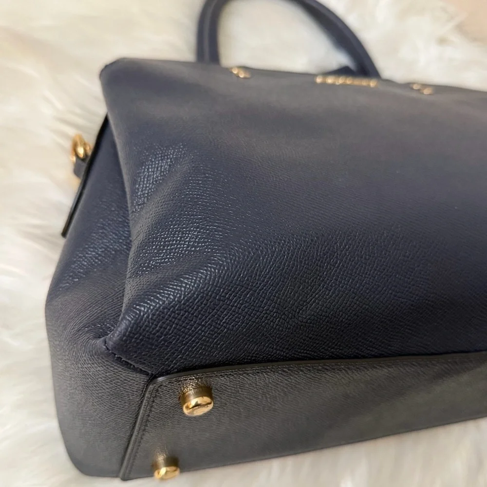 Vintage Coach Dark Blue Satchel with Gold Accents#91493